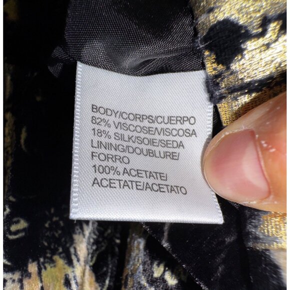 JS Collections Black & Gold Velvet Suit Size‎ 4 Blazer Flare Skirt Classy Glam - Picture 8 of 13